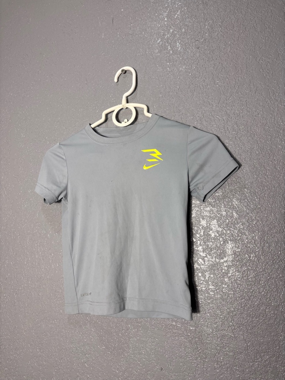 Gray Athletic Tee with Neon Yellow Logo